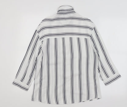 Bershka Womens White Striped  Basic Button-Up Size S