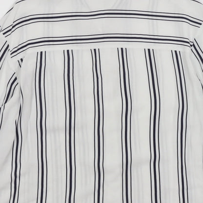 Bershka Womens White Striped  Basic Button-Up Size S