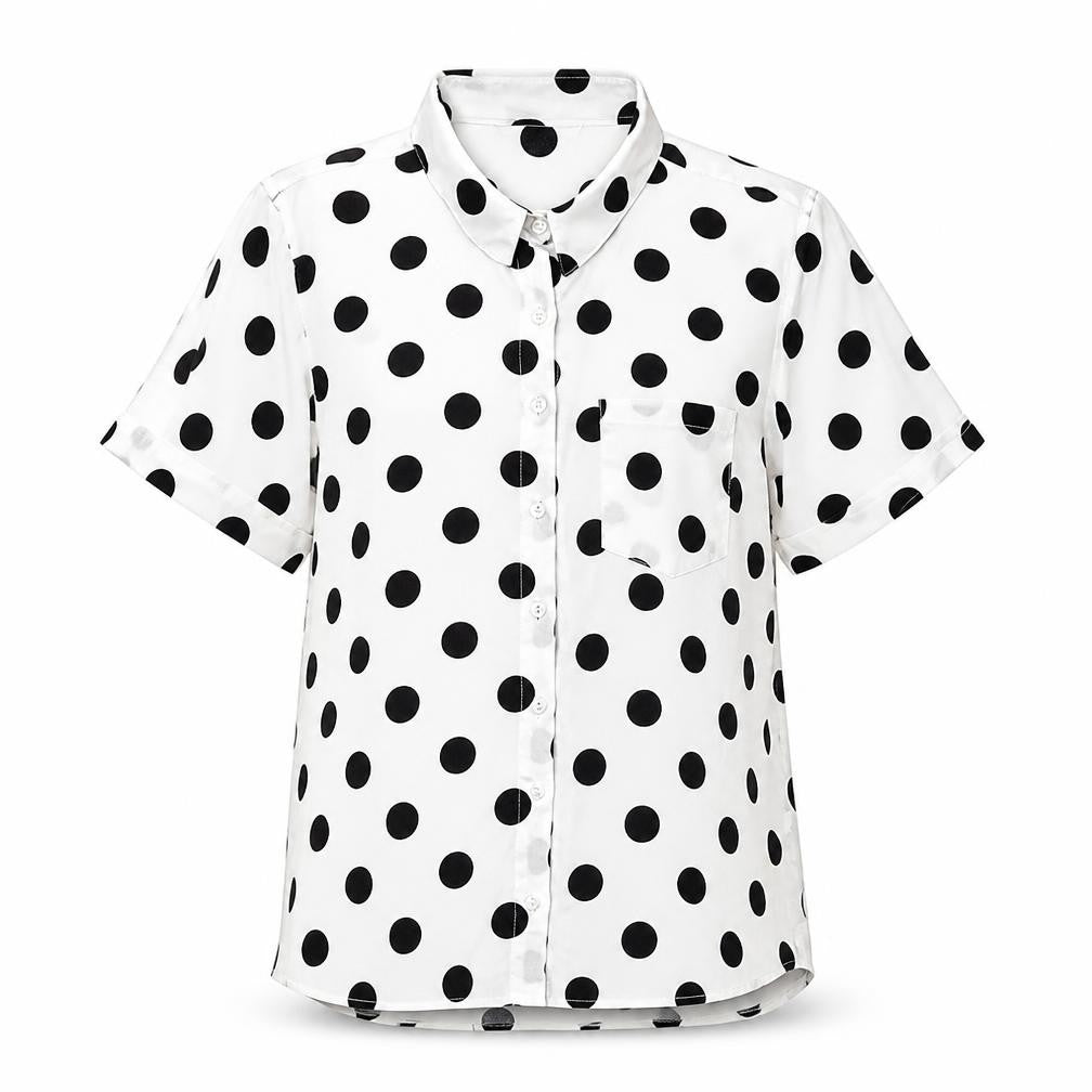 Big Dart Womens White Polka Dot  Basic Button-Up Size 10