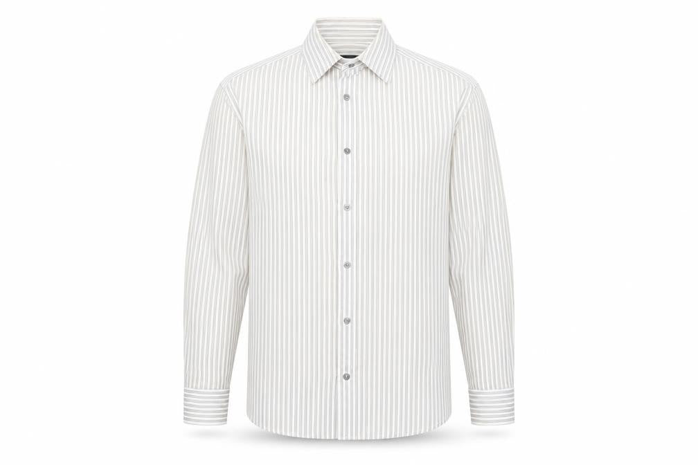 Autograph Mens White Striped   Button-Up Size M
