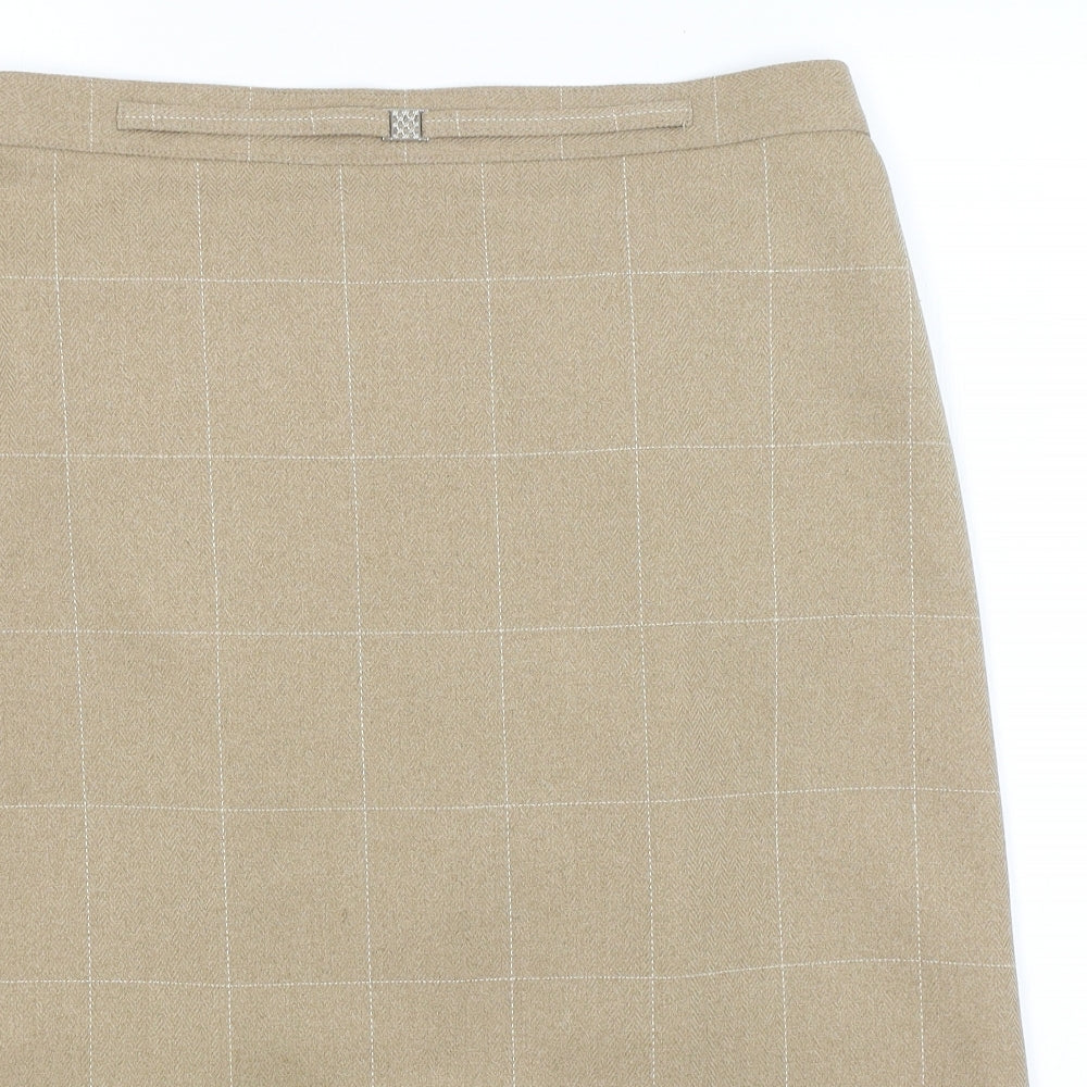 M&S Womens Brown Check  A-Line Skirt Size 20