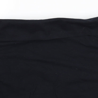 Close-up detail of ASOS women’s blue basic t-shirt, size UK 14