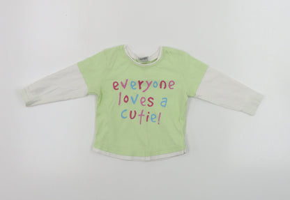 Additional front view of Next girls’ green basic t-shirt, size 12-18, months