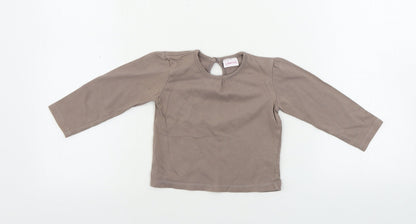 Additional front view of Cherokee girls’ brown basic t-shirt, size 12-18, months