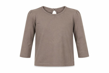 Front view of Cherokee girls’ brown basic t-shirt, size 12-18, months
