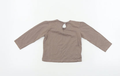 Back view of Cherokee girls’ brown basic t-shirt, size 12-18, months