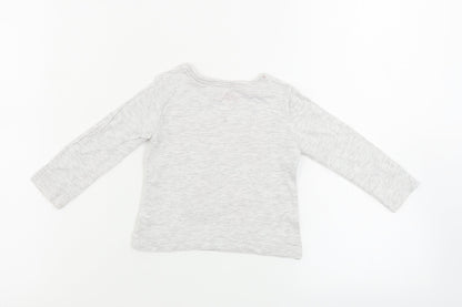 Back view of Young Dimension girls’ grey basic t-shirt, size 9-12, months