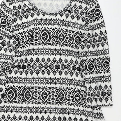 Peacocks Womens Grey Geometric  A-Line  Size 14