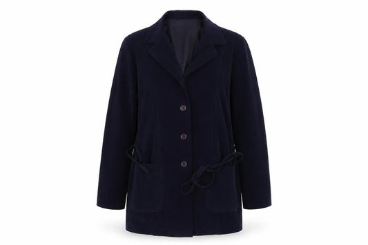 Front view of Dorothy Perkins women’s blue jacket coat, size UK 14