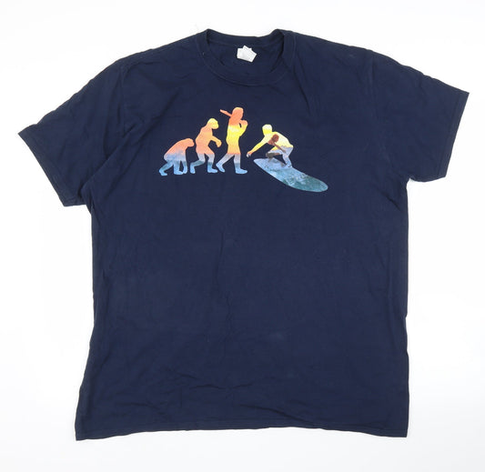 Gildan Mens Blue    T-Shirt Size 2XL
