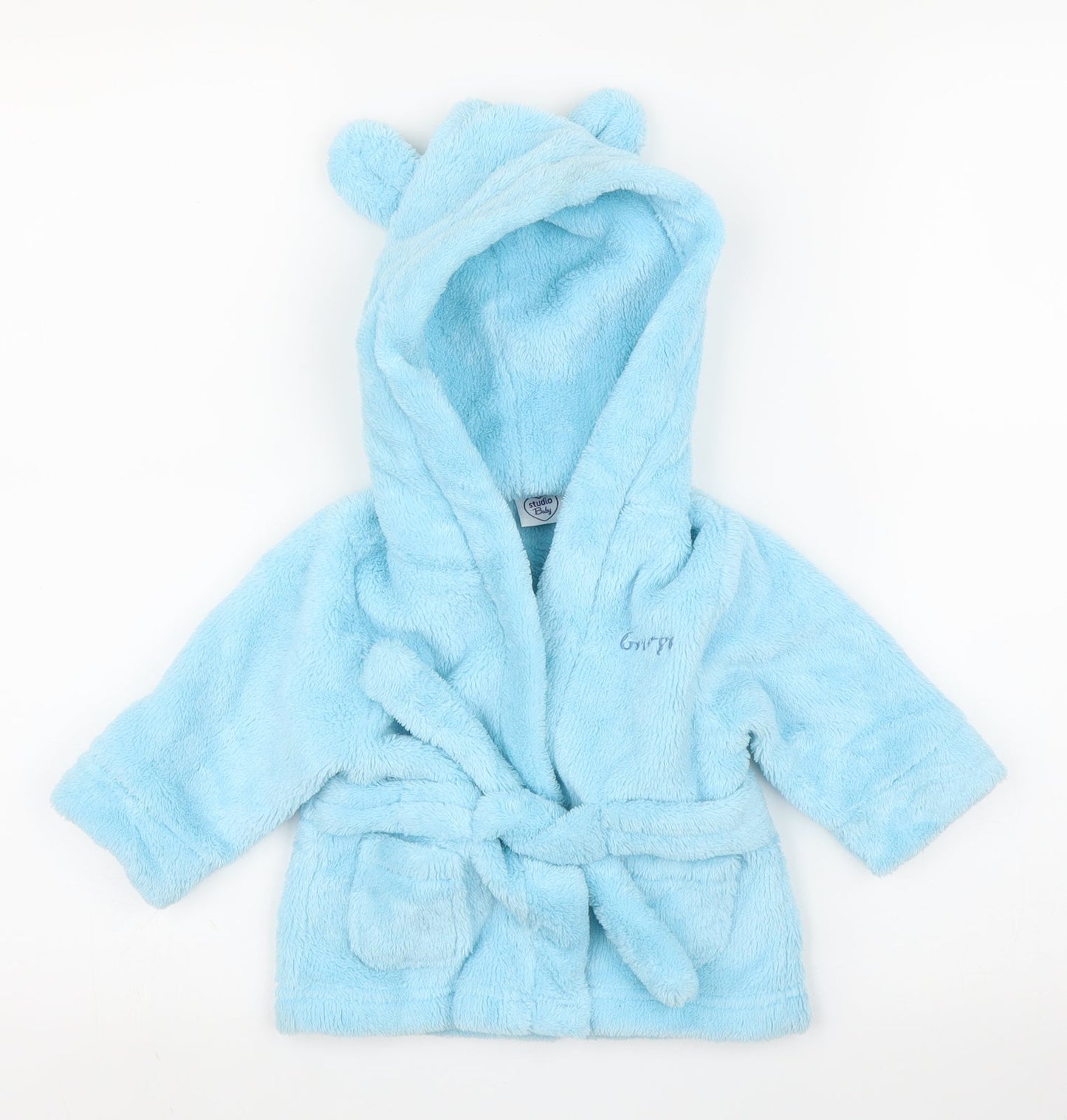 Studio Baby Boys Blue Solid  Chemise Robe Size 3-6 Months