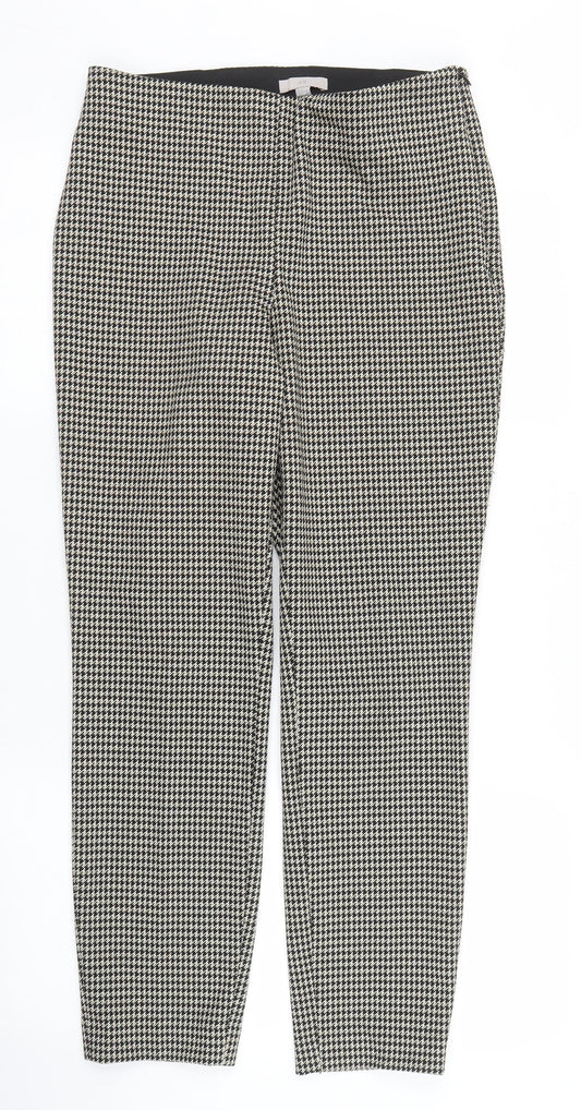 H&M Womens Beige Houndstooth  Pedal Pusher Trousers Size M L27 in
