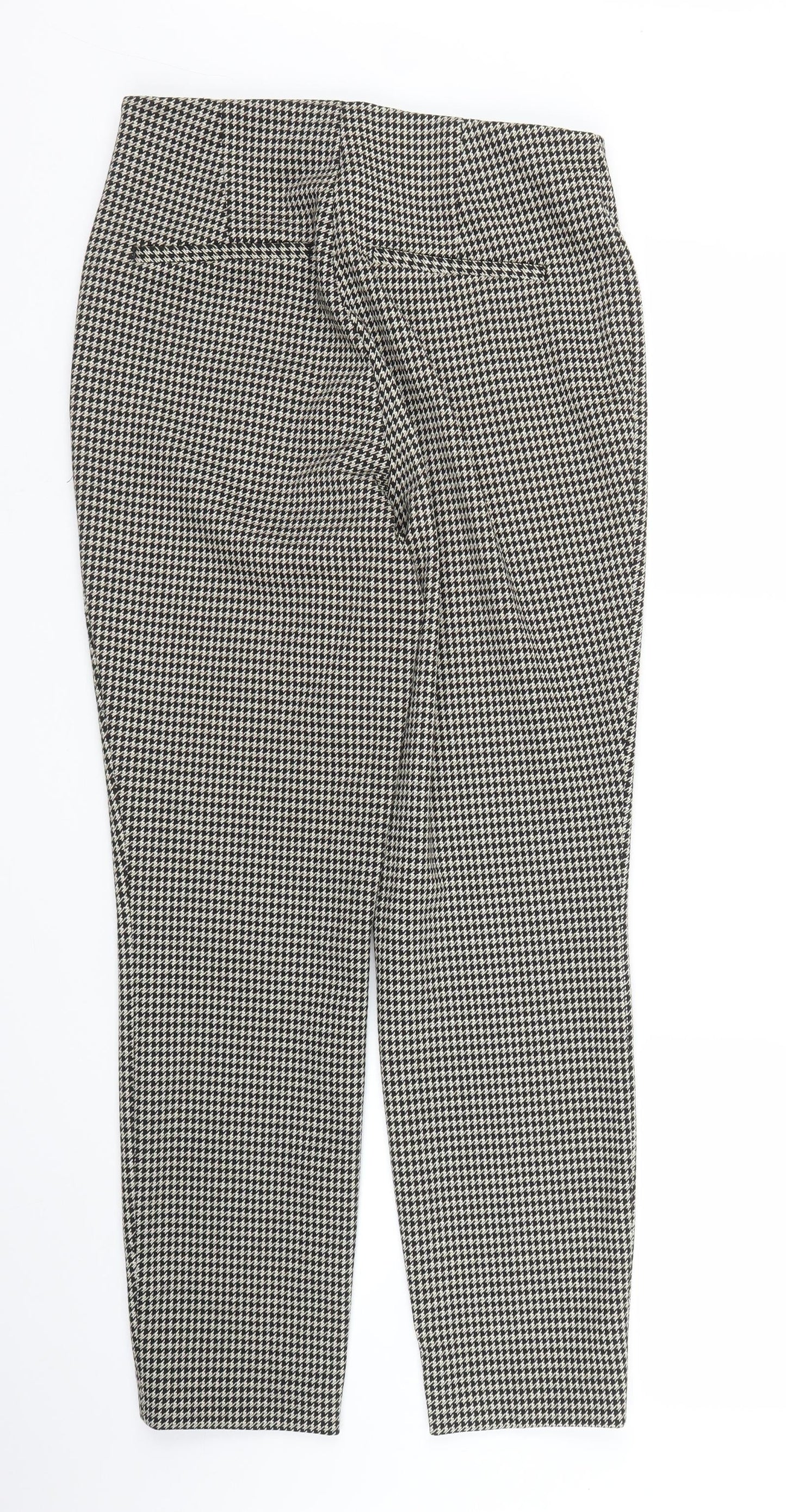 H&M Womens Beige Houndstooth  Pedal Pusher Trousers Size M L27 in