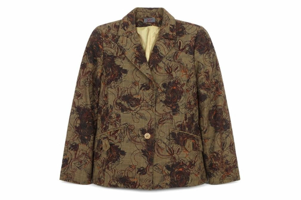 Dome Womens Brown Floral  Jacket Suit Size 10