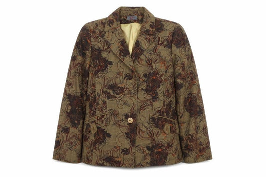 Dome Womens Brown Floral  Jacket Suit Size 10