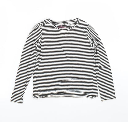 Additional front view of Next girls’ black striped basic t-shirt, size 10, years
