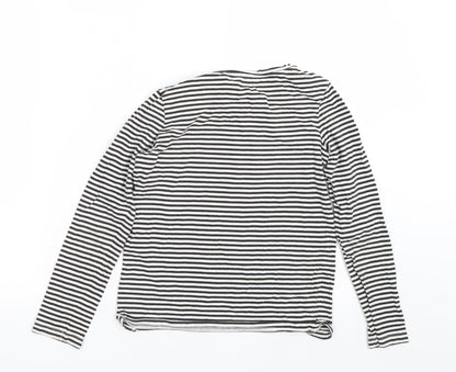 Back view of Next girls’ black striped basic t-shirt, size 10, years
