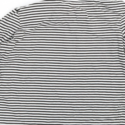 Brand and care label for Next girls’ black striped basic t-shirt, size 10, years