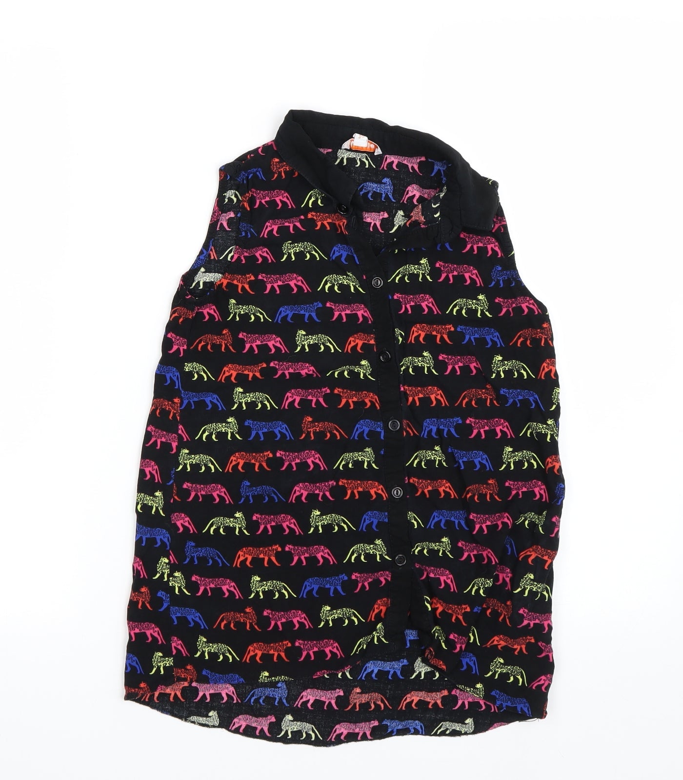 Bluezoo Girls Black Animal Print  Basic Button-Up Size 11 Years  - Cheetahs