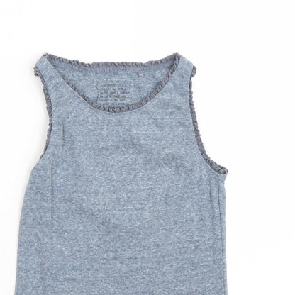Close-up detail of Next girls’ blue basic tank, size 9, years