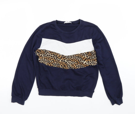 H&M Girls Blue Animal Print  Pullover Sweatshirt Size 11-12 Years
