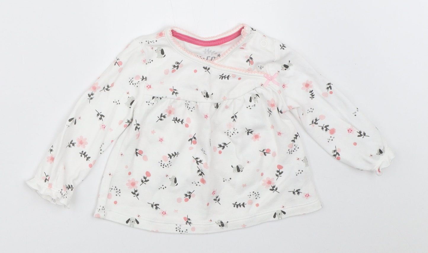 F&F Girls White   Basic T-Shirt Size 3-6 Months