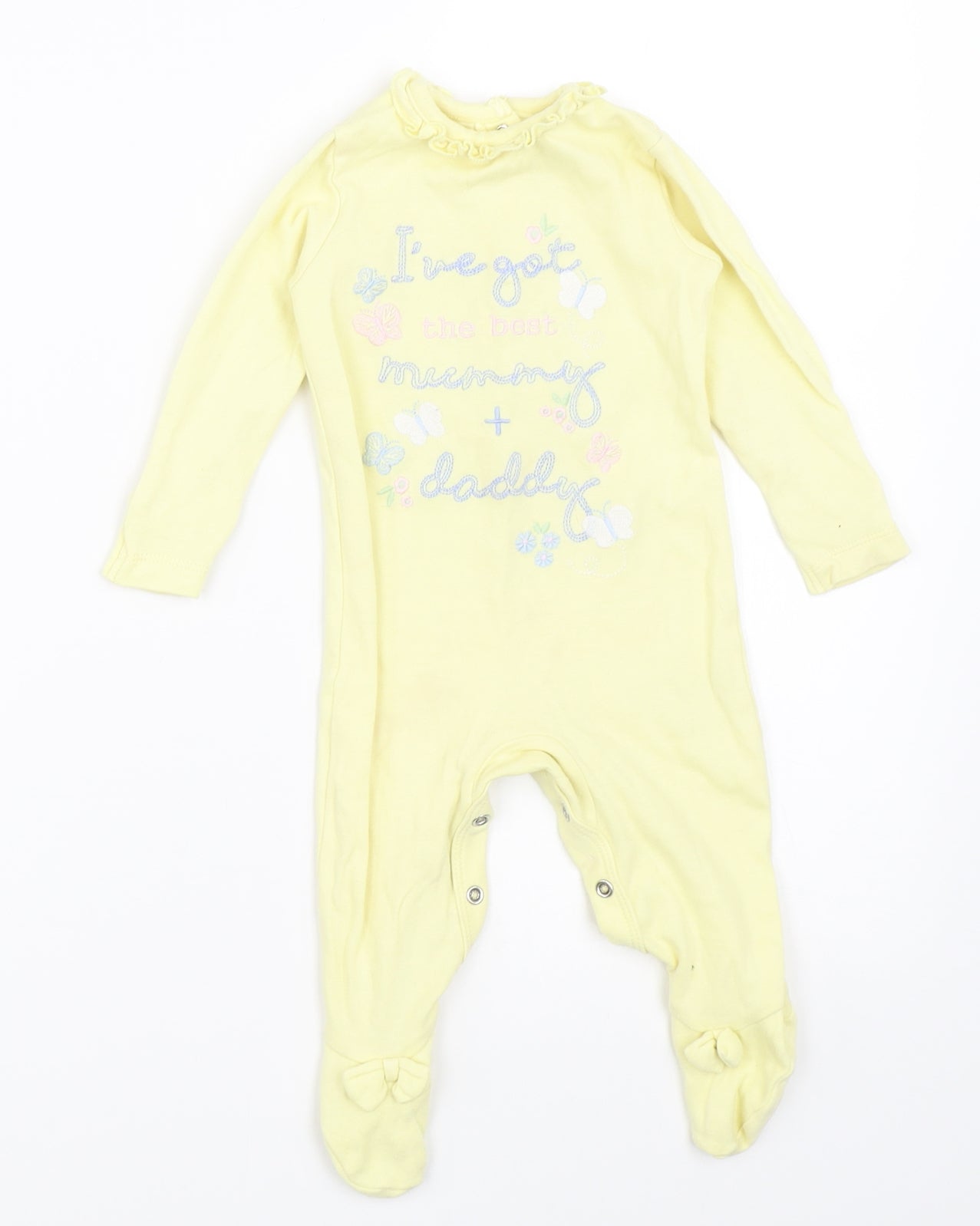 M&Co Girls Yellow   Babygrow One-Piece Size 3-6 Months