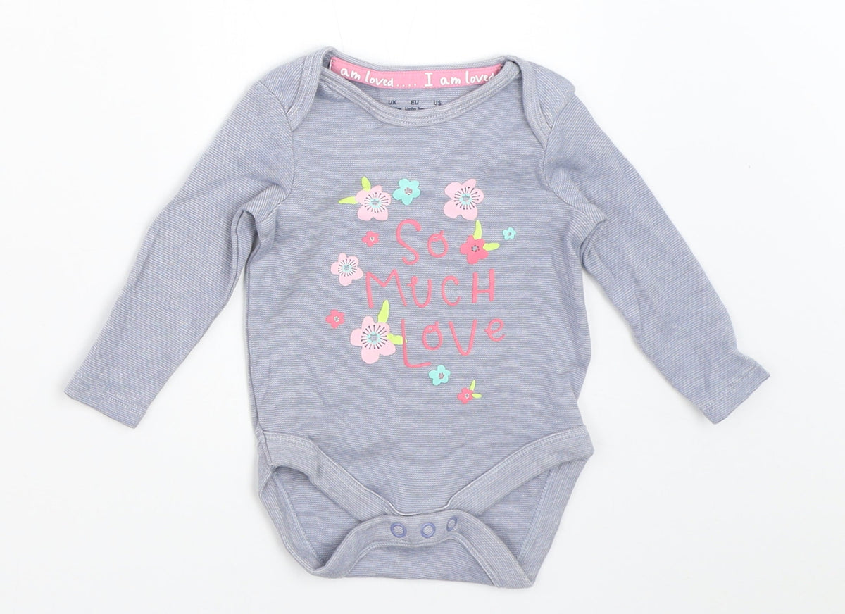 Additional front view of F&F girls’ blue babygrow one-piece, size 0-3, months