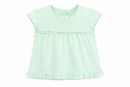 Front view of George girls’ green basic t-shirt, size 0-3, months