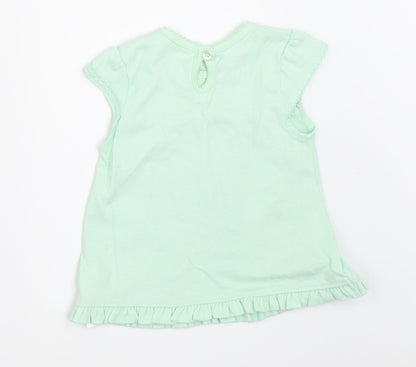 Back view of George girls’ green basic t-shirt, size 0-3, months