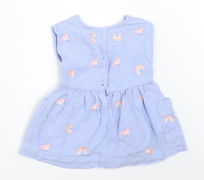 Back view of Next girls’ blue fit & flare, size 3-6, months