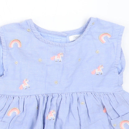 Close-up detail of Next girls’ blue fit & flare, size 3-6, months