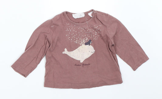 Zara Girls Brown   Basic T-Shirt Size 3-6 Months