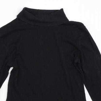 Close-up detail of Evie women’s black basic t-shirt, size UK 12