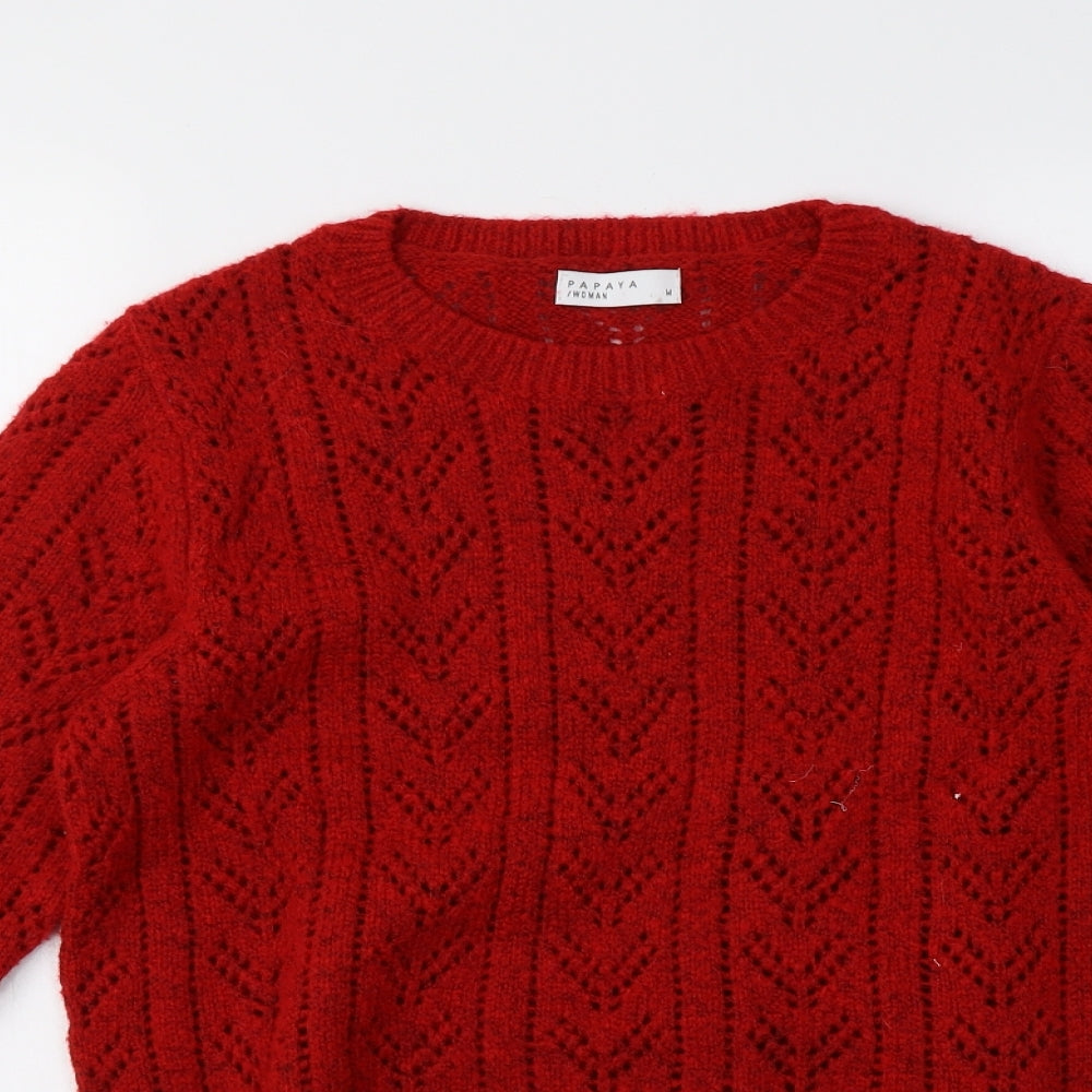 Matalan Womens Red  Knit Pullover Sweatshirt Size M
