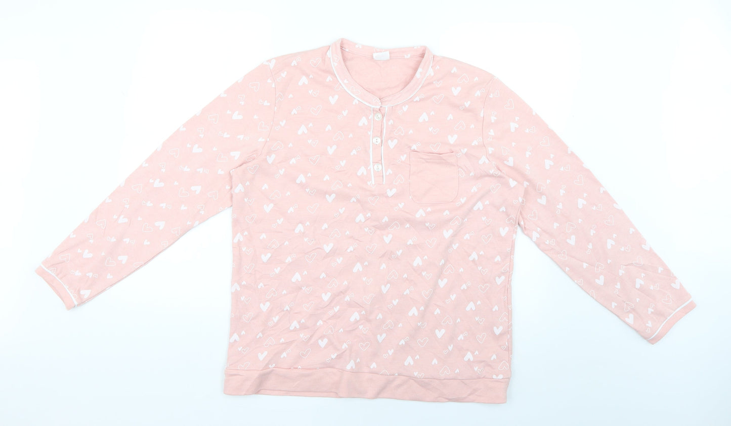 Preworn Womens Pink Geometric  Babydoll Pyjama Top Size L