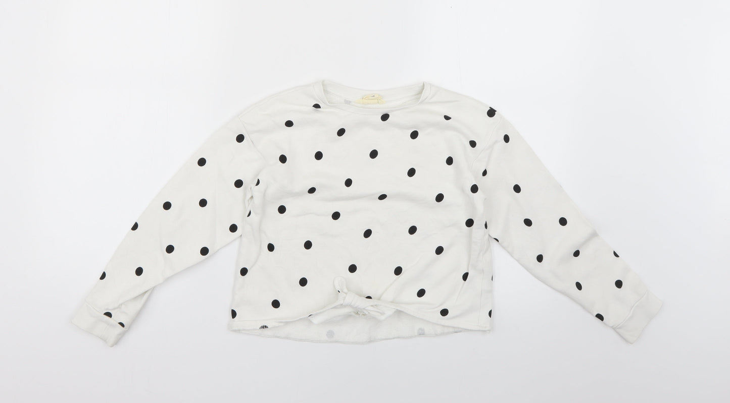 H&M Girls White Polka Dot  Pullover Jumper Size 6-7 Years