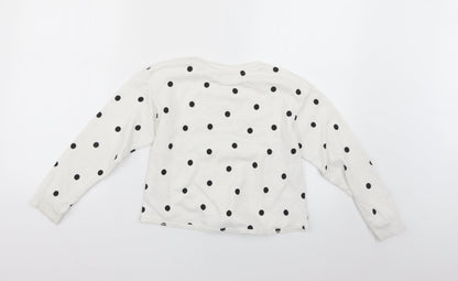 H&M Girls White Polka Dot  Pullover Jumper Size 6-7 Years
