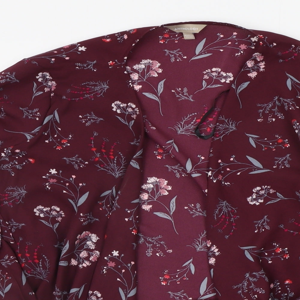 Anthology Womens Purple Geometric  Basic Button-Up Size 14