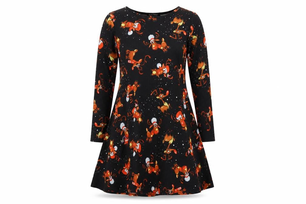 miss funky Womens Black Geometric  A-Line  Size M  - christams