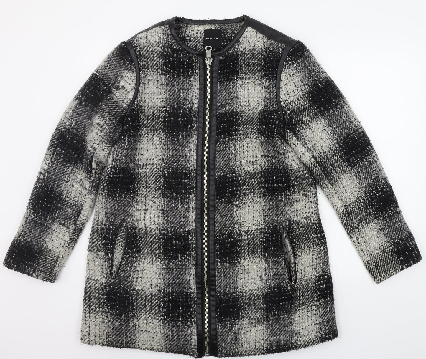 New Look Womens Grey Geometric  Jacket Coat Size 14