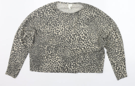 H&M Womens Grey Animal Print  Pullover Jumper Size S
