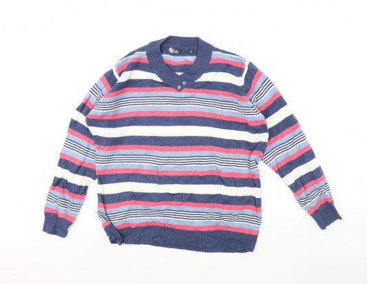 Isle Womens Blue Striped  Pullover Jumper Size L
