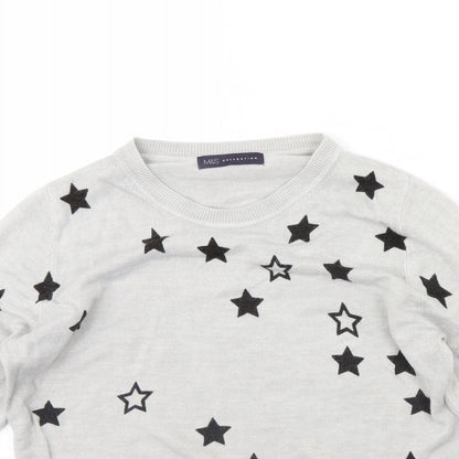Marks & Spencer Womens Grey   Pullover Jumper Size 12  - star detail