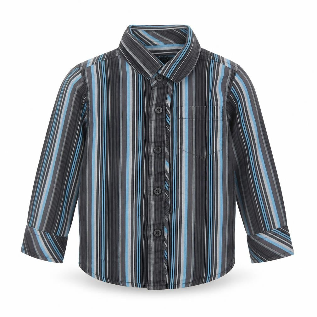 Marks & Spencer Boys Grey Striped  Basic Button-Up Size 18-24 Months