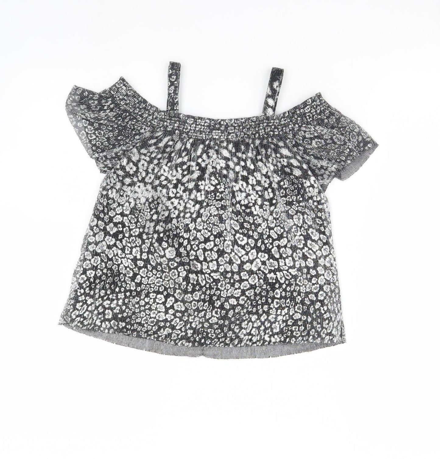 NEXT Girls Silver Animal Print  Basic Blouse Size 7 Years