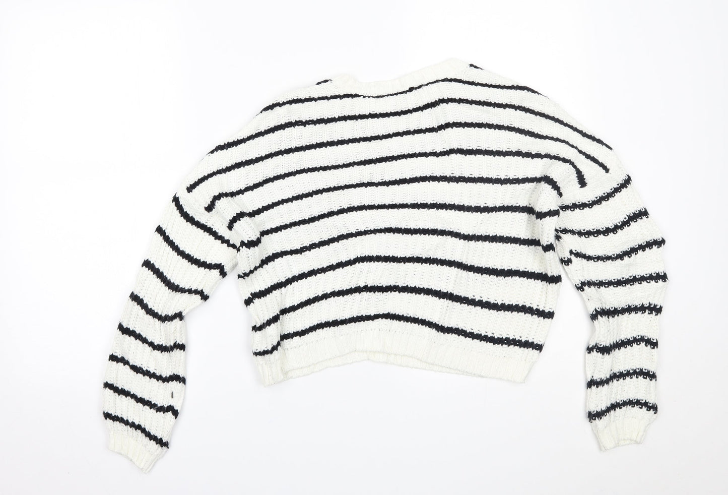 New Look Girls White Striped  Pullover Jumper Size 12-13 Years