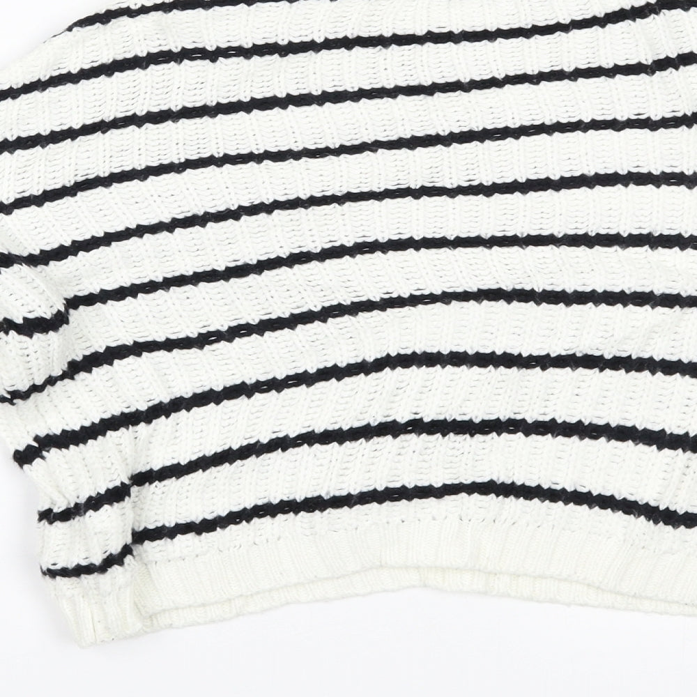New Look Girls White Striped  Pullover Jumper Size 12-13 Years