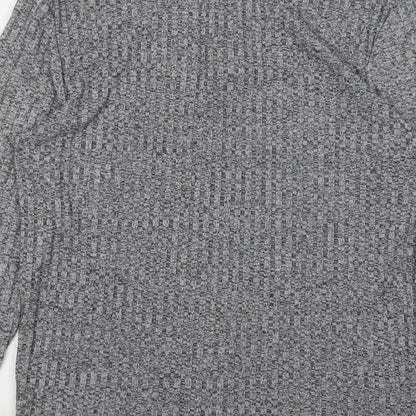 Brand and care label for ASOS women’s grey pullover sweatshirt, size S