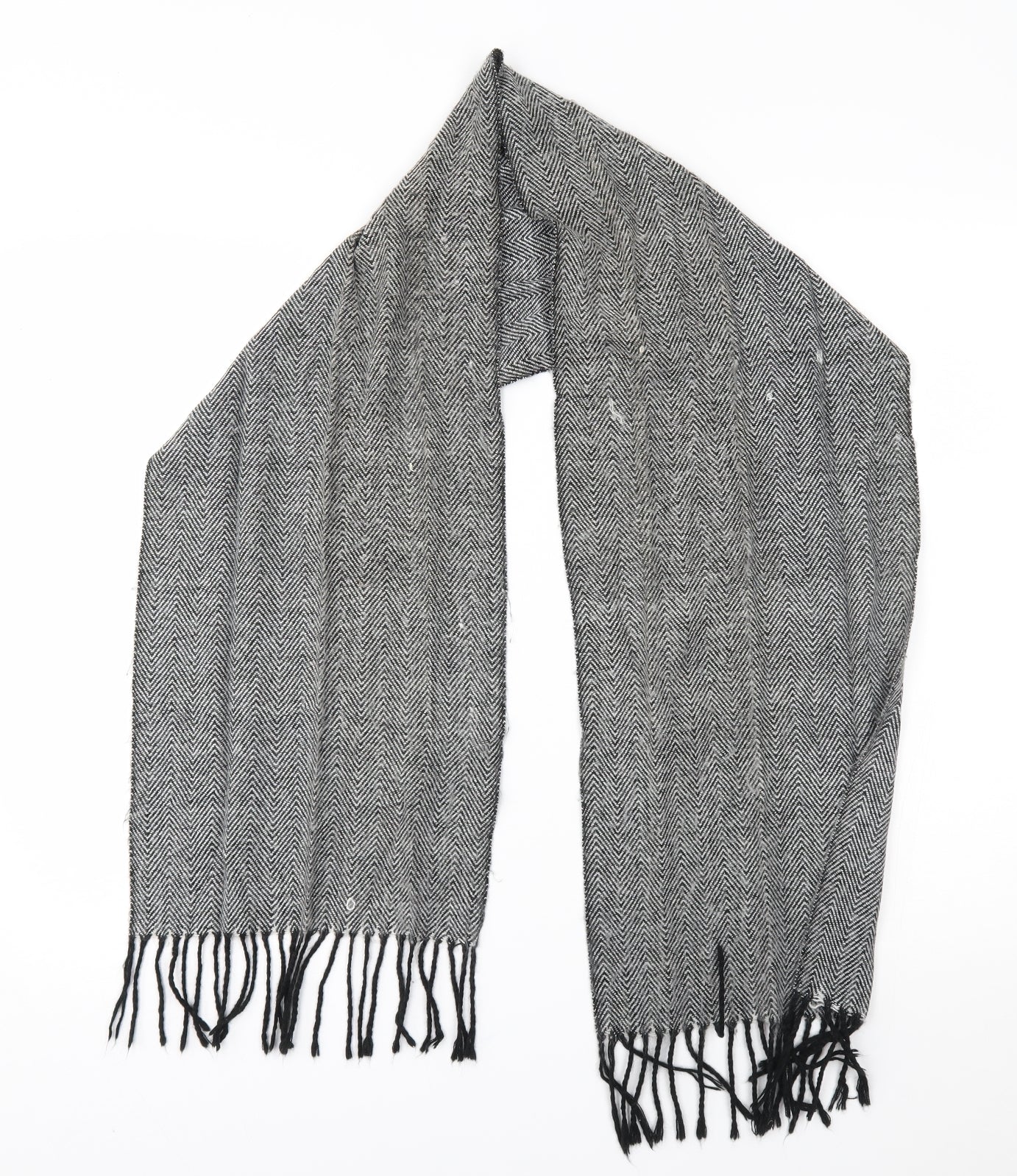 Preworn Womens Grey Herringbone   Scarf